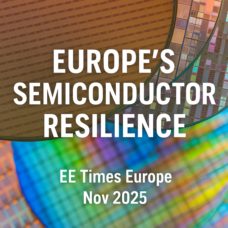 Colorful silicon wafers symbolizing Europe’s semiconductor resilience – EE Times Europe feature by Christoph H. X. Gnadl
